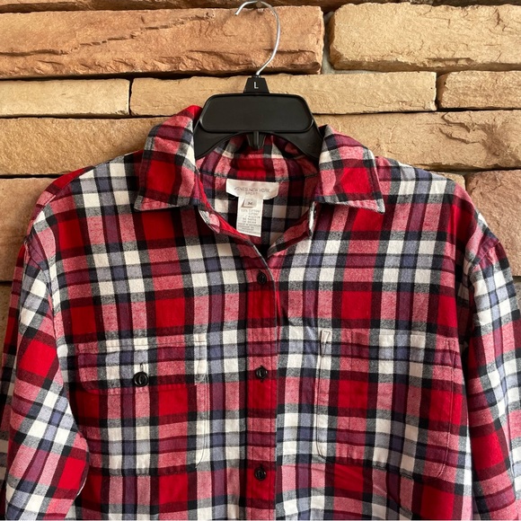 Jones New York Sport Red White Plaid Button Shirt Women Medium EUC - Picture 2 of 11